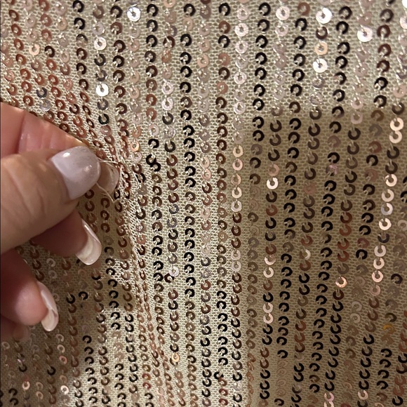 Grace Karin Champagne Sequin Dress with Puff Sleeves - Picture 7 of 11